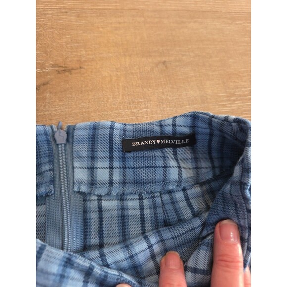 Brandy Melville Blue Plaid Mini Skirt One Size - Picture 3 of 6